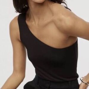 FormKnit One-Shoulder Tank Top Black Size M